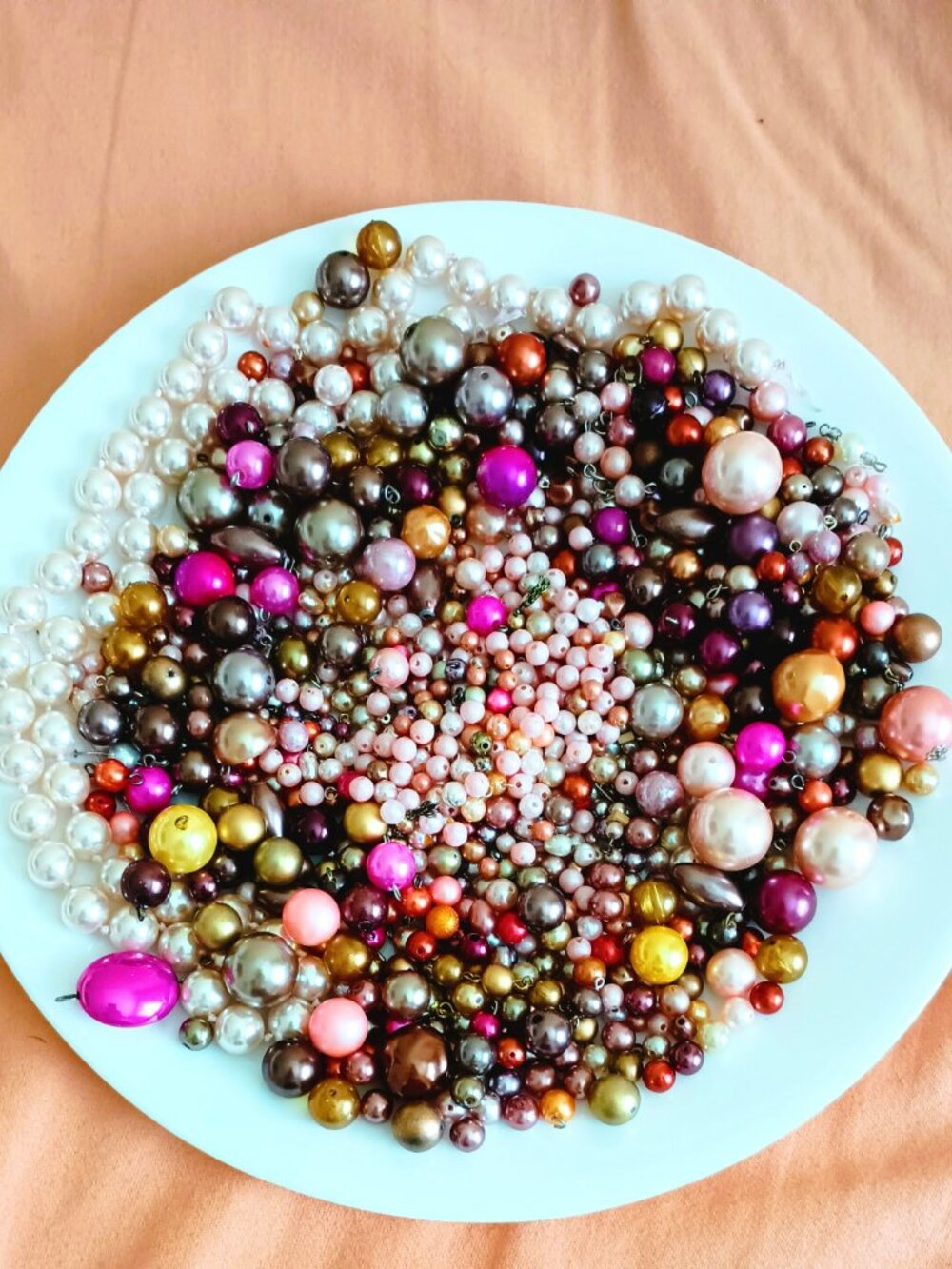 DIY Assorted Pearl Bulk Beads Pink Tones Different Sizes & Shapes